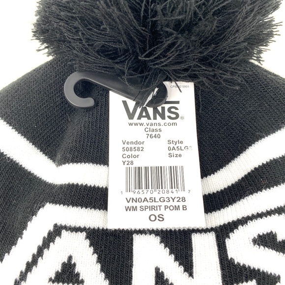 VANS Spirit Pom White Black Beanie Unisex Knit Hat One Size VN0A5LG3Y28 - Picture 6 of 6